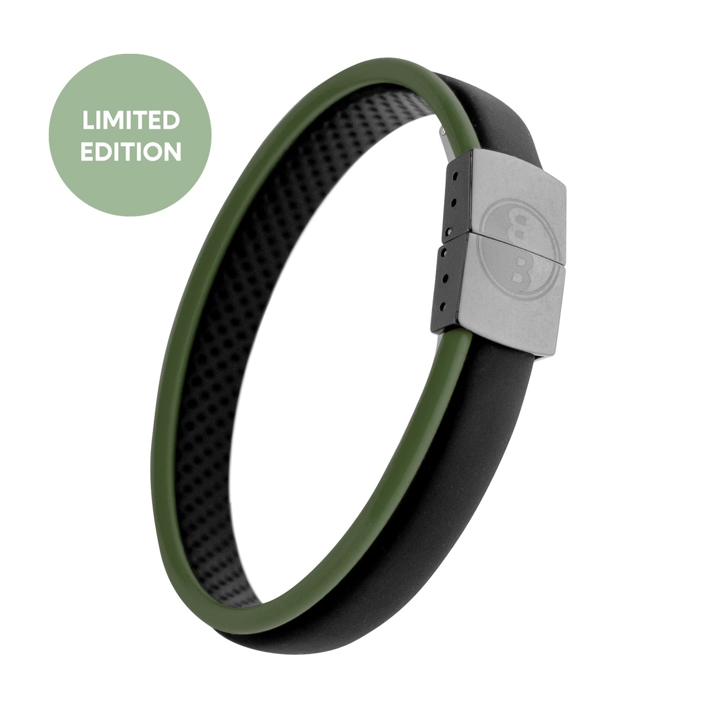 Balance Band™ Dark Olive – Handgefertigt mit Naturbernstein